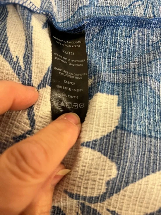 😍SHOW SPECIAL LILY MORGAN Blue & White Floral Drop Sleeve Blouse Ring Detail XL - Picture 7 of 8